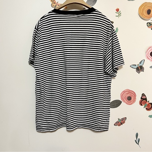Vintage Black and White Striped Short Sleeve Tee L/XL - Picture 4 of 7